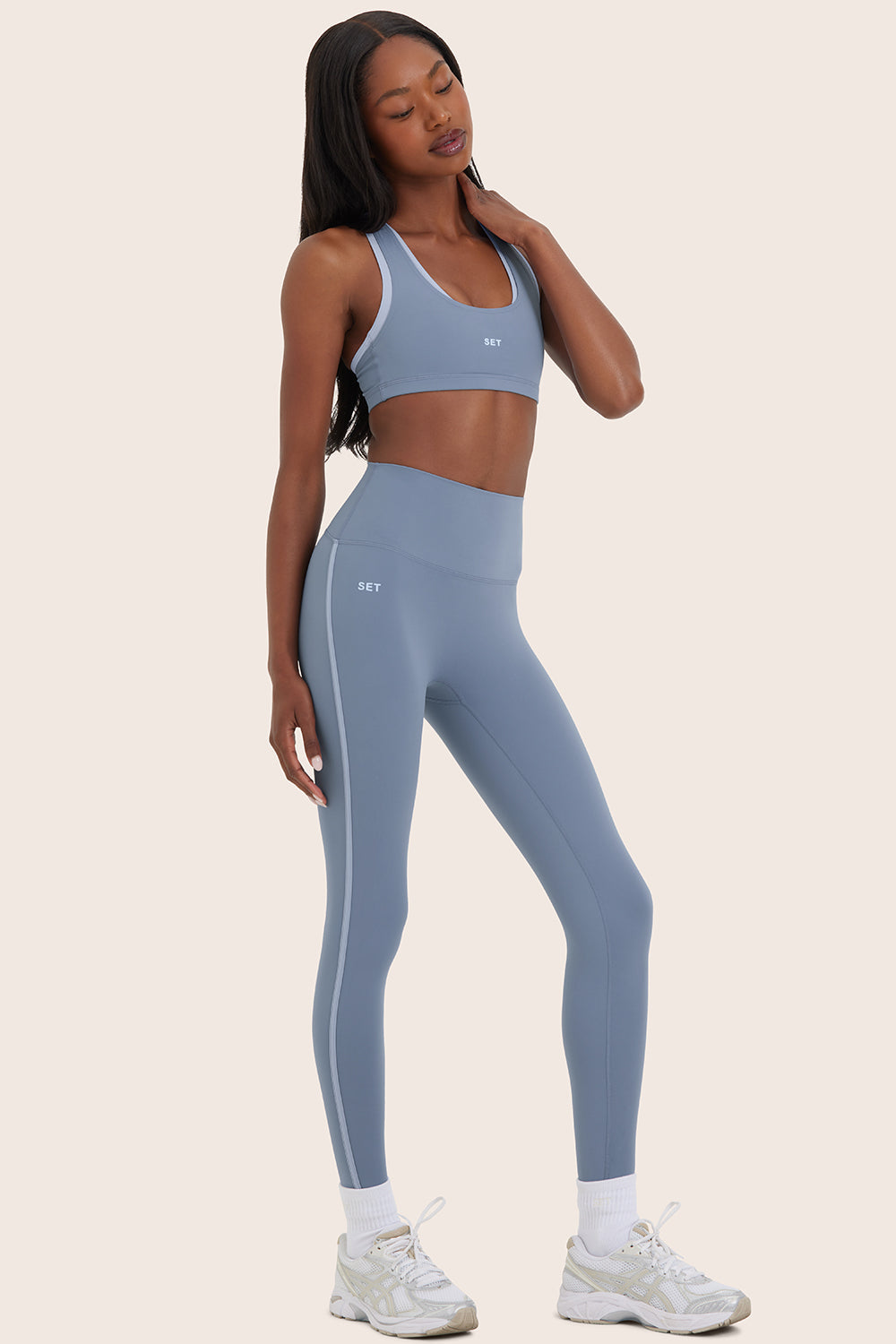 SPORTBODY® (BLOOPERS) SPORTY HIGH-RISE STRIPE LEGGINGS - CRUISE
