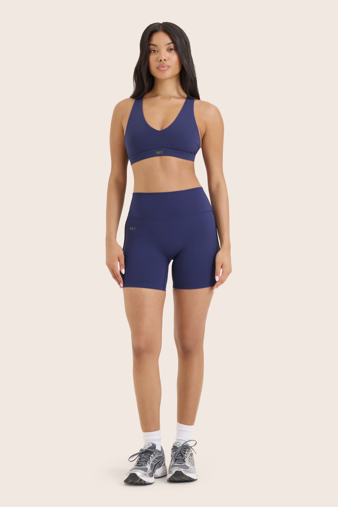 SPORTBODY® SPORTY DUO STRIPE SHORTS - LAKE