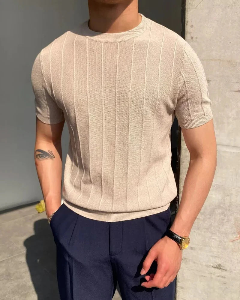 Cannes T-Shirt mit Rippstruktur