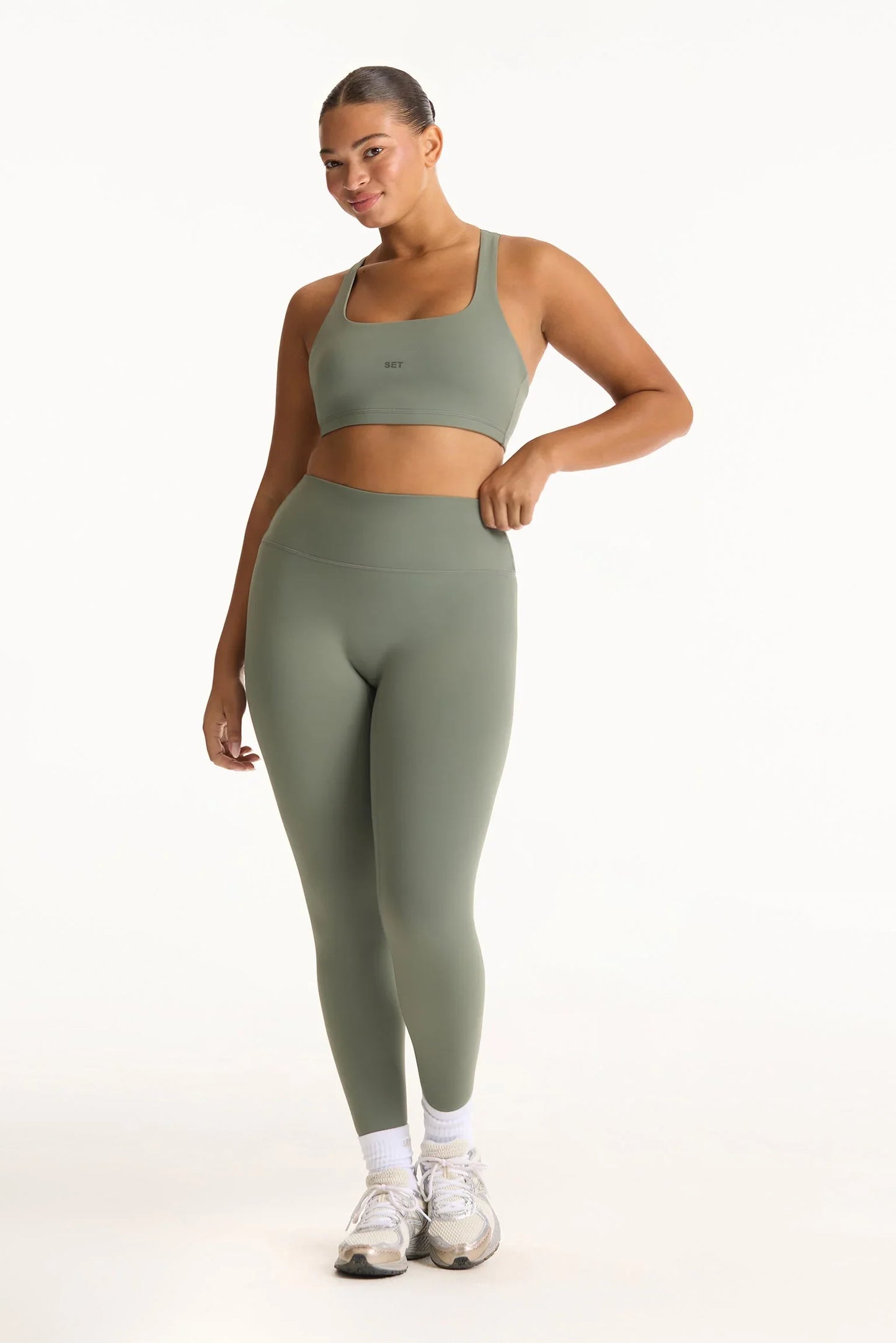 SPORTBODY® SPORTY HIGH-RISE LEGGINGS - KELP